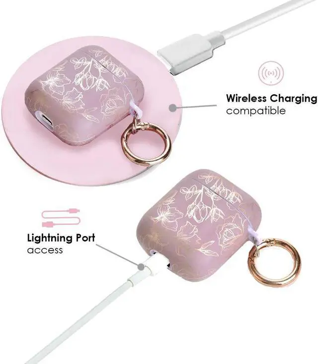 Alt view image 4 of 5 - Velvet Caviar Compatible with AirPods Case 2nd and 1st Generation - Cute Protective Hard Cover for Women - Dusty Rose Floral Flower