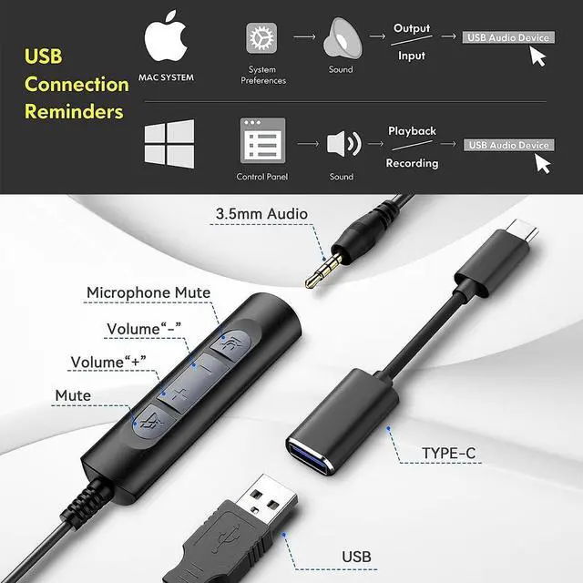 Alt view image 4 of 5 - USB Headset with Microphone for PC, Computer Laptop Headset with Call Answer Button for MS Teams & IP Phones, Lightweight Design & Memory Foam Cushions for All-Day Comfort (Black)