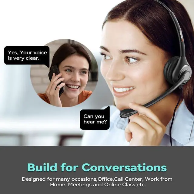 Alt view image 2 of 5 - USB Headset with Microphone for PC, Computer Laptop Headset with Call Answer Button for MS Teams & IP Phones, Lightweight Design & Memory Foam Cushions for All-Day Comfort (Black)