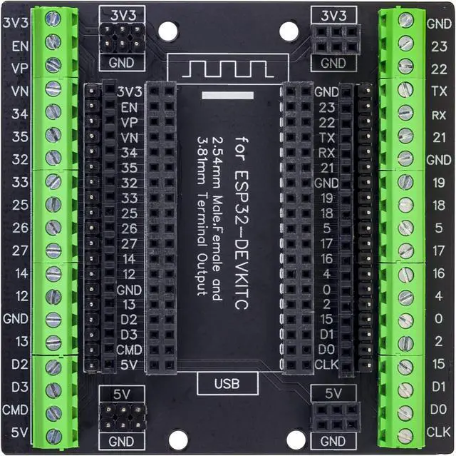Main image of whiteeeen for ESP32 Super Breakout Board 3.81mm / 0.15" Terminal GPIO Expansion Board 3 Types Outputs for ESP32-DevKitC ESP-WROOM-32 Block PCB