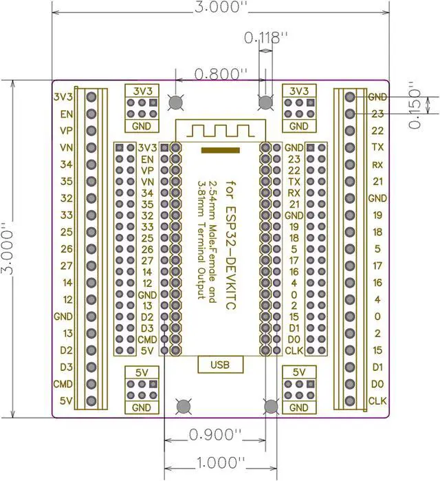 Alt view image 5 of 5 - whiteeeen for ESP32 Super Breakout Board 3.81mm / 0.15" Terminal GPIO Expansion Board 3 Types Outputs for ESP32-DevKitC ESP-WROOM-32 Block PCB