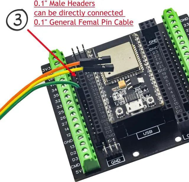 Alt view image 4 of 5 - whiteeeen for ESP32 Super Breakout Board 3.81mm / 0.15" Terminal GPIO Expansion Board 3 Types Outputs for ESP32-DevKitC ESP-WROOM-32 Block PCB