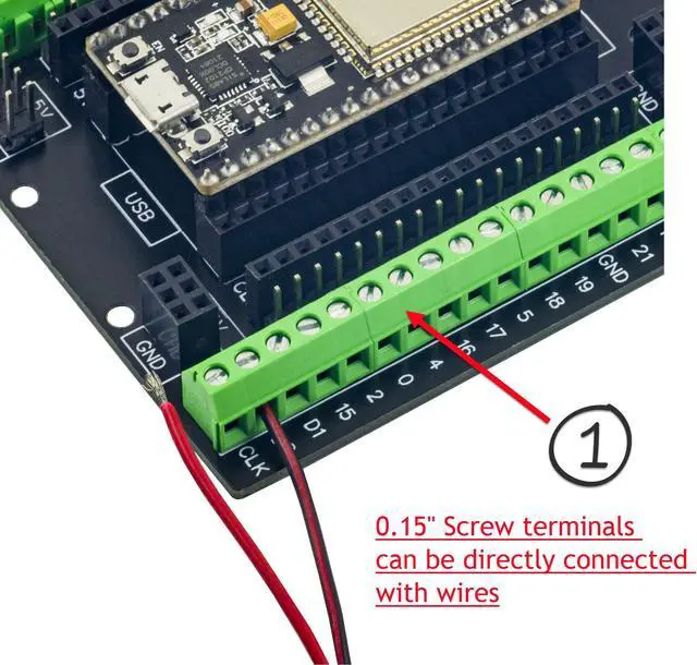 Alt view image 2 of 5 - whiteeeen for ESP32 Super Breakout Board 3.81mm / 0.15" Terminal GPIO Expansion Board 3 Types Outputs for ESP32-DevKitC ESP-WROOM-32 Block PCB