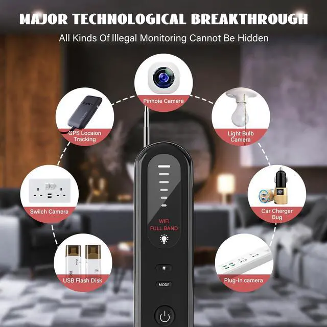 Alt view image 4 of 5 - Hidden Camera Detectors Anti Spy Camera Detector Bug Detector Camera Detector Spy Camera Finder RF Detector Signal Scanner Listening Devices Finder for Hotel, Home, Bathroom, Office, Car, Travel