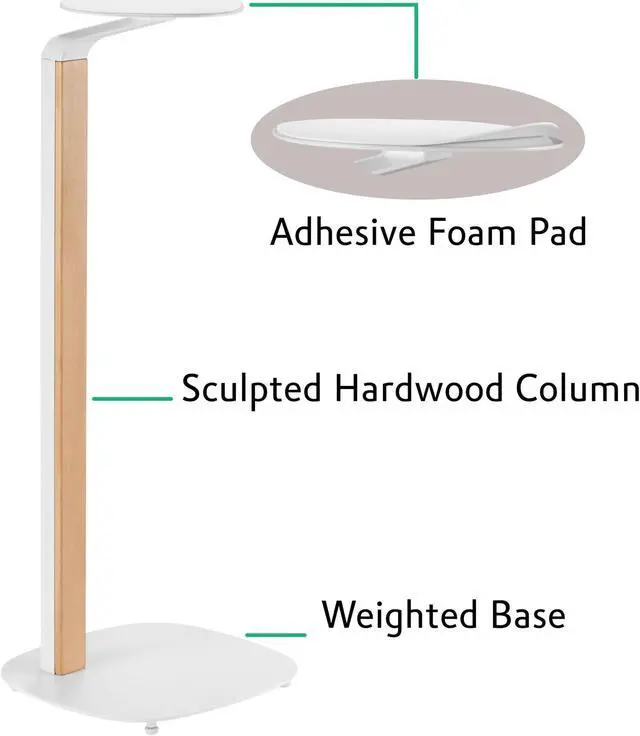 Alt view image 3 of 5 - ynVISION.DESIGN Wood Speaker Stands | Pair | Max 22 LBS per Stand | Compatible with Sonos Era 300 and Most Bookshelf Speakers | 31 inches Tall | Foam Pad - Built in Cable Management | White and Beech