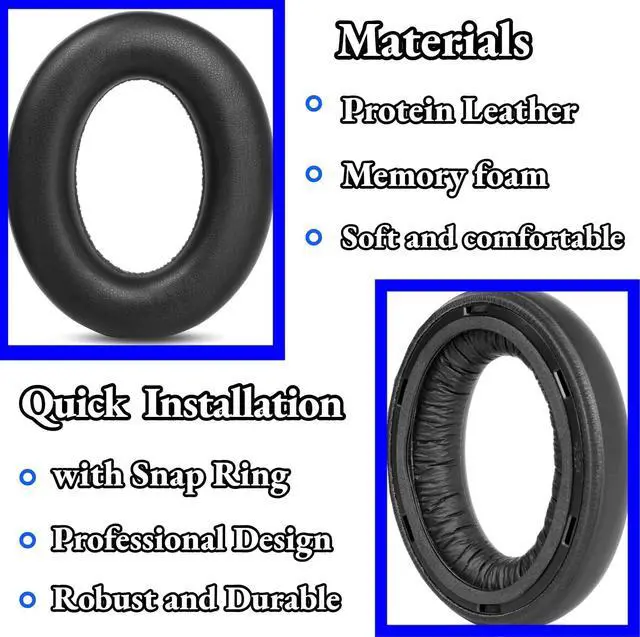 Alt view image 2 of 5 - YunYiYi Momentum 4 Earpads Ear Cushions Compatible with Sennheiser Momentum 4 Wireless Headphones Protein Leather Replacement Ear Pads Headband Protective Pads (Black)