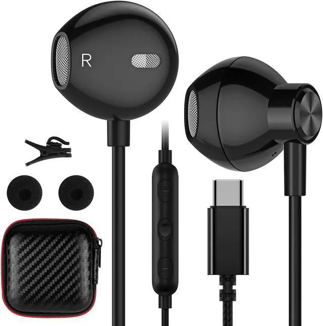 Alt view image 5 of 5 - ACAGET 2 Pack USB C Headphones, Galaxy S23 Ultra Earbuds Wired Earphone for Android Semi in Ear USB Type C Headphone HiFi Stereo USB C Earphones for Samsung Galaxy S22 S21 S20 A53 Black & Teal Blue