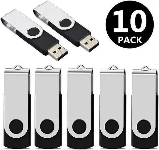 Alt view image 2 of 5 - Aiibe 10pcs 16GB USB 2.0 Flash Drives Bulk 10 Pack Swivel USB Memory Stick 16 GB Thumb Drives Zip Drive Jump Drive with LED Indicator (16G, 10 Pack, Black)