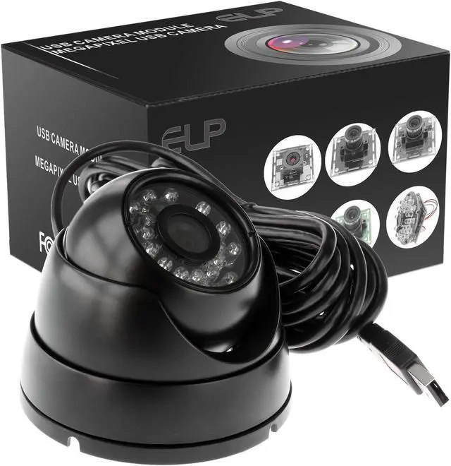 Alt view image 4 of 4 - ELP Aluminum Dome USB Camera Night Vision HD Webcam IR Infrared PC Camera 1.3megapixel USB Security Camera CCTV Home Surveillance Industrial Web Camera Waterproof Outdoor Low Light Camera for Computer