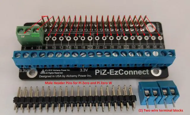 Alt view image 3 of 5 - Alchemy Power Inc. Pi-Zero-EzConnect. Pi-Zero size GPIO connector. A HAT to connect GPIOs and sensors to Raspberry Pi Zero, Pi Zero W, Pi-3, or Pi-2.