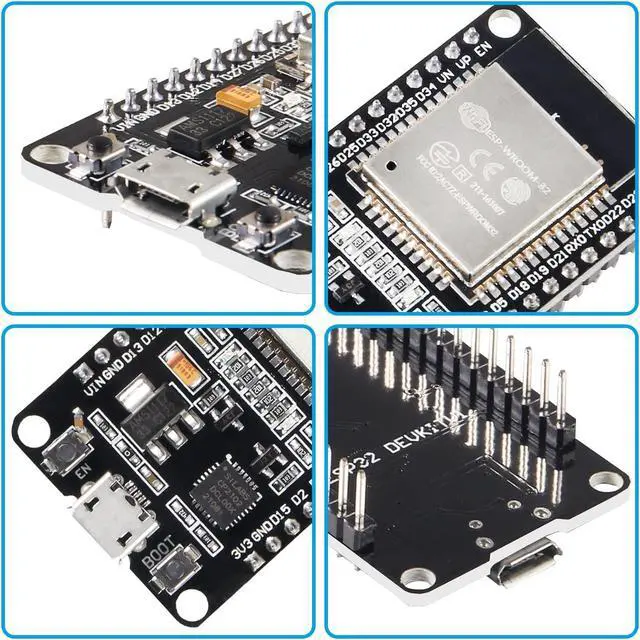 Alt view image 4 of 5 - Alinan 4pcs 30pin ESP32 ESP-32S WiFi Development Board NodeMCU ESP-WROOM-32 Microcontroller 2.4GHz Dual-Core WiFi Bluetooth Processor Integrated Chip CP2102