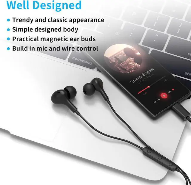 Alt view image 3 of 5 - APETOO USB C Headphones Wired Earbuds for Samsung S23 S22 S21 S20 iPad Pro Air 5 Mini6 Pixel 7 6 Pro MacBook Air Pro - Black + Lake-Blue