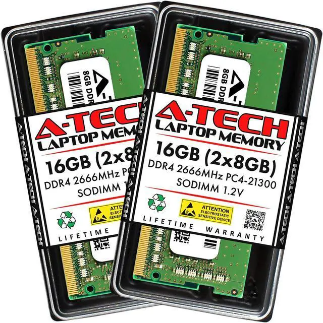 Main image of A-Tech 16GB (2x8GB) DDR4 2666MHz PC4-21300 (PC4-2666V) CL19 SODIMM 1.2V 260-Pin Non-ECC SO-DIMM Laptop Notebook RAM Memory Modules