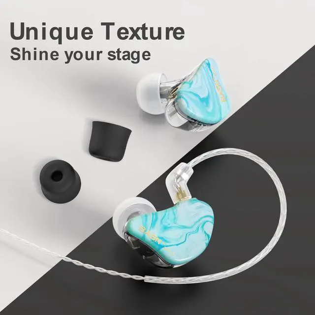 Alt view image 3 of 5 - BASN MMCX in Ear Monitor Headphones,Triple Driver IEM in-Ear Earphone for Musician Drummer, Noise-Isolation HiFi Stereo Earbuds with Two Detachable Cables(Bluish White)
