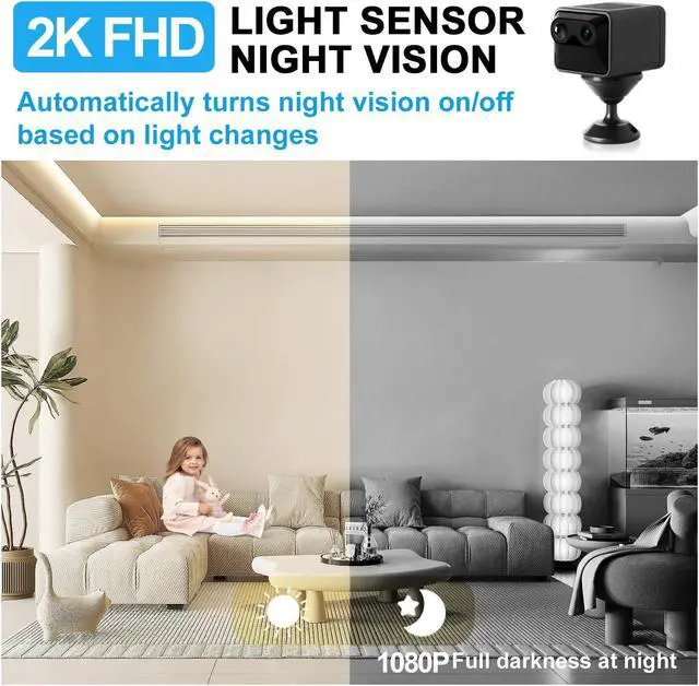 Alt view image 4 of 5 - BEEDMXU Magnetic Wireless WiFi Security Camera 2K FHD Nanny Cam 150 Days Long Standby Battery CameraNight Vision Motion Detection Cloud StorageIndoor Hidden Camera for Home, Office