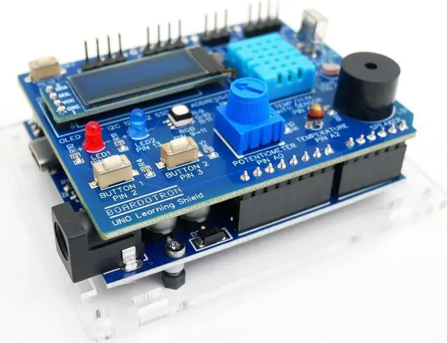 Alt view image 4 of 5 - Boardotron UNO Learning Shield + UNO R3 Board Compatible with Arduino Pre-Assembled All-in-One Starter Beginner Multifunctional Expansion Kit