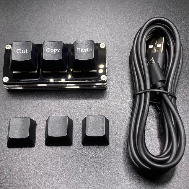 Alt view image 2 of 5 - BTXETUEL Mini 3-Key Cut Copy Paste Keyboard - RGB Macro Pad Gaming Mechanical Keyboard with Ctrl X C V Shortcut, Programmable for Working and Gaming (Black)