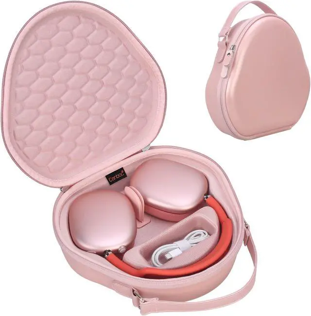 Main image of Canboc Airpods Max Case for Apple AirPods Max Headphone, Hard Carrying Smart Headphones Case, Extra Space fits Cable, Charger, Pink (PU)