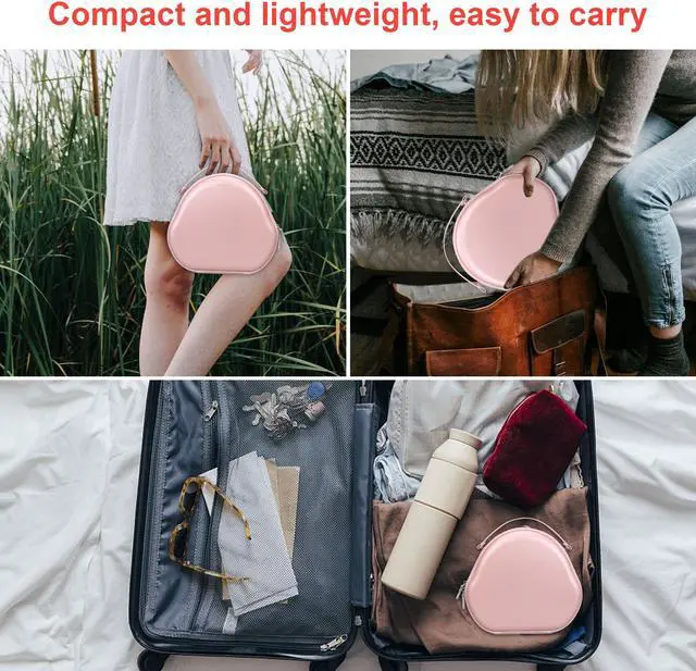 Alt view image 4 of 5 - Canboc Airpods Max Case for Apple AirPods Max Headphone, Hard Carrying Smart Headphones Case, Extra Space fits Cable, Charger, Pink (PU)