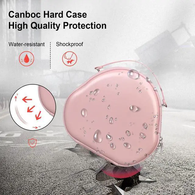 Alt view image 5 of 5 - Canboc Airpods Max Case for Apple AirPods Max Headphone, Hard Carrying Smart Headphones Case, Extra Space fits Cable, Charger, Pink (PU)