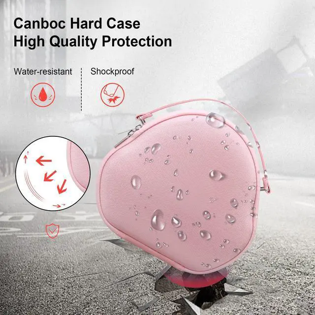 Alt view image 5 of 5 - Canboc Airpods Max Case for Apple AirPods Max Wireless Over-Ear Headphones, Hard Carrying Travel Smart Headphones Case, Extra Space fits Cable, Charger, Pink (Fabric)