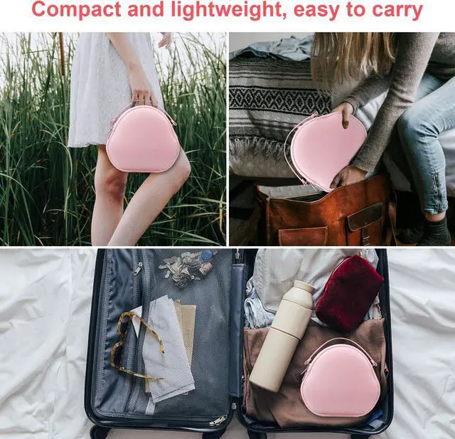 Alt view image 4 of 5 - Canboc Airpods Max Case for Apple AirPods Max Wireless Over-Ear Headphones, Hard Carrying Travel Smart Headphones Case, Extra Space fits Cable, Charger, Pink (Fabric)