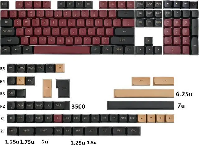 Alt view image 2 of 5 - Ussixchare 160-Key CSA Profile Keycaps PBT Key Cap Set with 7U Spacebar for US/ISO Layout 60% 65% TKL Mechanical Keyboards (CSA/Red Samurai)