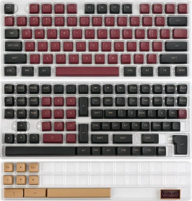 Alt view image 4 of 5 - Ussixchare 160-Key CSA Profile Keycaps PBT Key Cap Set with 7U Spacebar for US/ISO Layout 60% 65% TKL Mechanical Keyboards (CSA/Red Samurai)