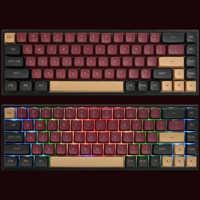 Alt view image 3 of 5 - Ussixchare 160-Key CSA Profile Keycaps PBT Key Cap Set with 7U Spacebar for US/ISO Layout 60% 65% TKL Mechanical Keyboards (CSA/Red Samurai)