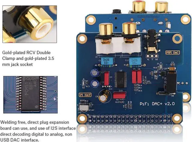 Alt view image 4 of 5 - Digital Audio Card, I2S Interface PiFi DIGI DAC + HiFi DIGI Digital Audio Card Insulated Power Supply Compatible with Raspberry B+, Raspberry 2 Model B,Raspberry 3B (64-bit)