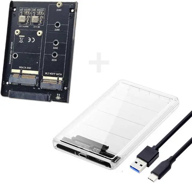Main image of ChenYang MSATA  M.2 NGFF SATA SSD 2 in 1 Combo JBOD Adapter with 2.5" USB C Hard Drive Enclosure