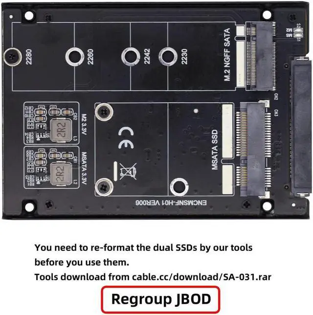 Alt view image 3 of 5 - ChenYang MSATA  M.2 NGFF SATA SSD 2 in 1 Combo JBOD Adapter with 2.5" USB C Hard Drive Enclosure