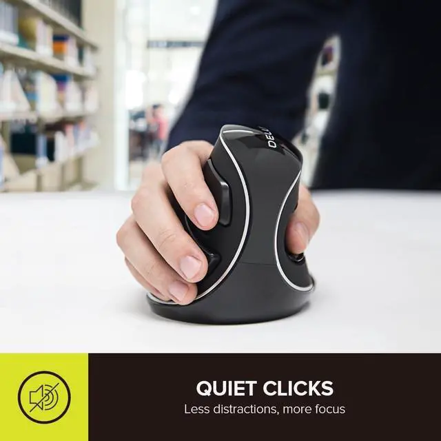Alt view image 5 of 5 - DeLUX Wireless Ergonomic Vertical Mouse - 2.4G with USB Receiver, Silent Clicks, 1600 DPI, 6 Buttons, Removable Wrist Rest, for Laptop PC (M618Plus Wireless-Black)