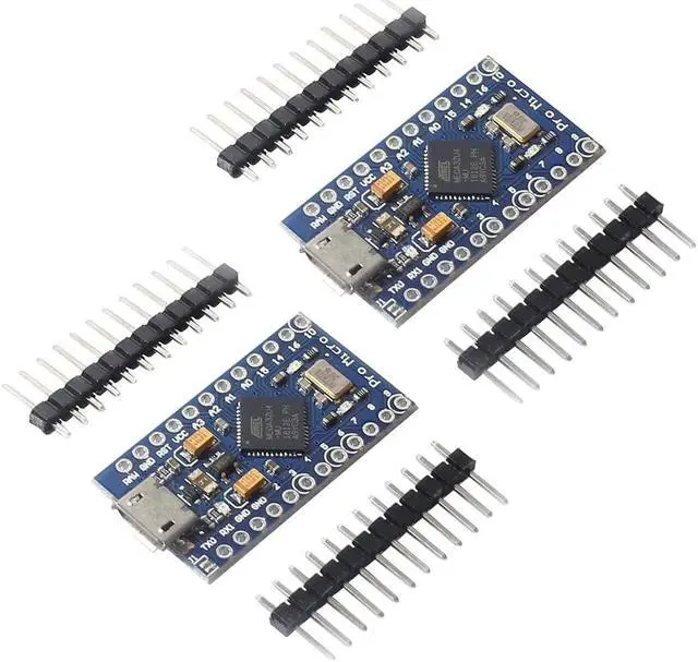 Main image of DEVMO 2PCS Pro Micro ATmega32U4 5V 16MHz Micro-USB Development Module Board with 2 Row pin Header Compatible ard-uino Leonardo Replace ATmega328 Pro Mini