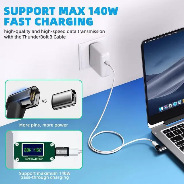 Alt view image 3 of 5 - DuHeSin USB Type C Magnetic Adapter, (2 Pack) Magnetic USB C Adapter 24 Pin with PD 140w USB4 20Gbps Data Transfer 8K 60Hz for MacBook Pro/Air, Steam Deck, Quest 2, RoG Ally and More Type C Devices