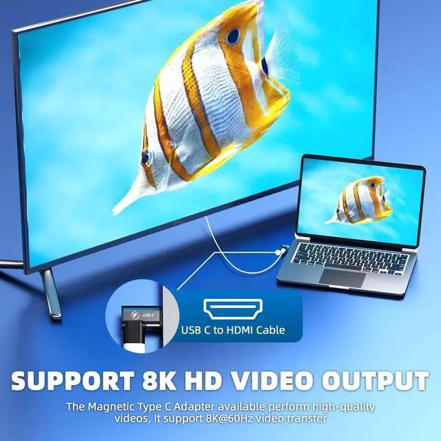 Alt view image 4 of 5 - DuHeSin USB Type C Magnetic Adapter, (2 Pack) Magnetic USB C Adapter 24 Pin with PD 140w USB4 20Gbps Data Transfer 8K 60Hz for MacBook Pro/Air, Steam Deck, Quest 2, RoG Ally and More Type C Devices