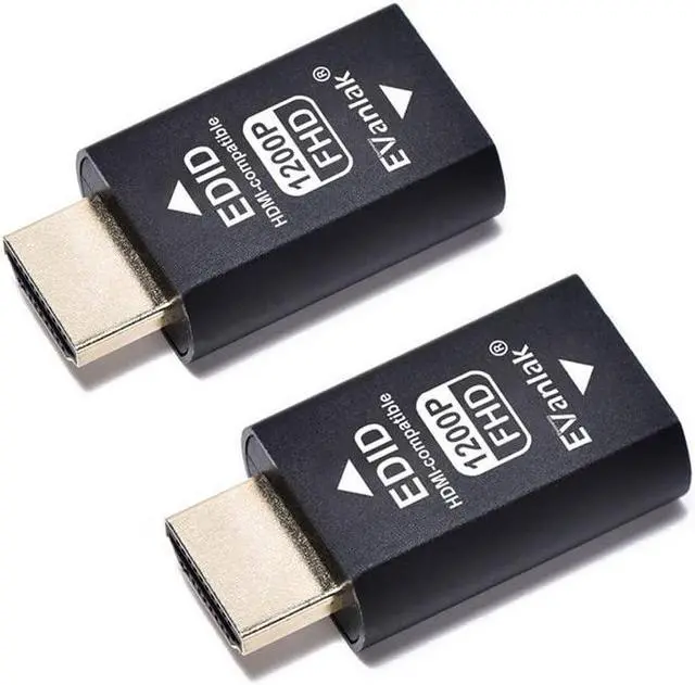 Main image of EVanlak 3rd Generrtion Hdmi Edid Emulator Passthrough Dongle Eliminated Emulator Adapter Work with Mac Thunderbolt to HDMI Switches/Extender/AV Receiver/Video Splitters -1920x1200@59hz-2pack
