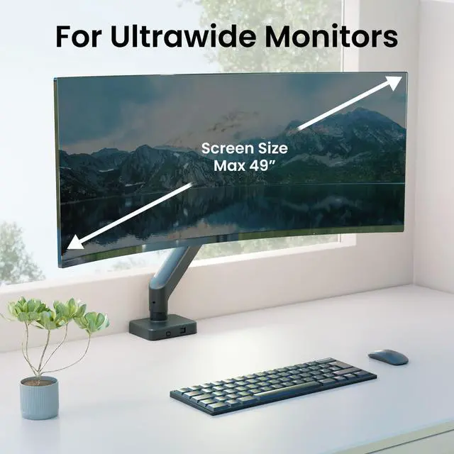Alt view image 5 of 5 - Premium Ultrawide Monitor Arm 49" - for Samsung Odyssey G9 Monitor Arm, Heavy Duty Monitor Arm, Curved Ultrawide Monitor Mount, Vesa Bracket Up to 49 Inch, Adjustable Height, Max VESA 100x100, Black