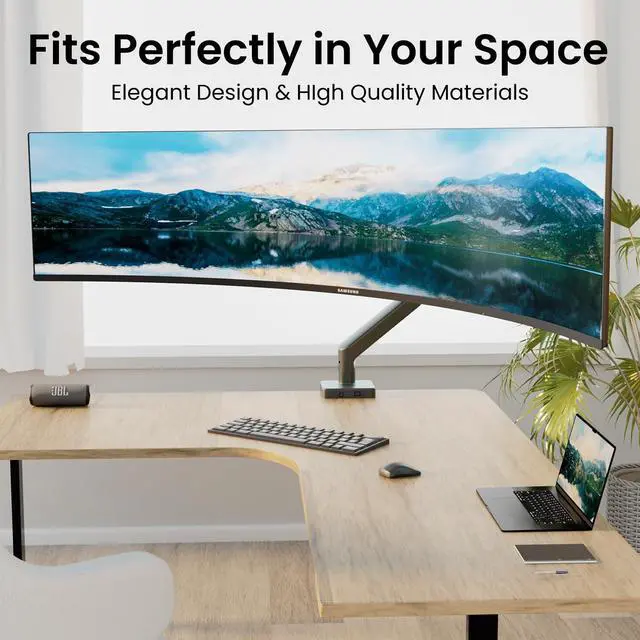 Alt view image 3 of 5 - Premium Ultrawide Monitor Arm 49" - for Samsung Odyssey G9 Monitor Arm, Heavy Duty Monitor Arm, Curved Ultrawide Monitor Mount, Vesa Bracket Up to 49 Inch, Adjustable Height, Max VESA 100x100, Black