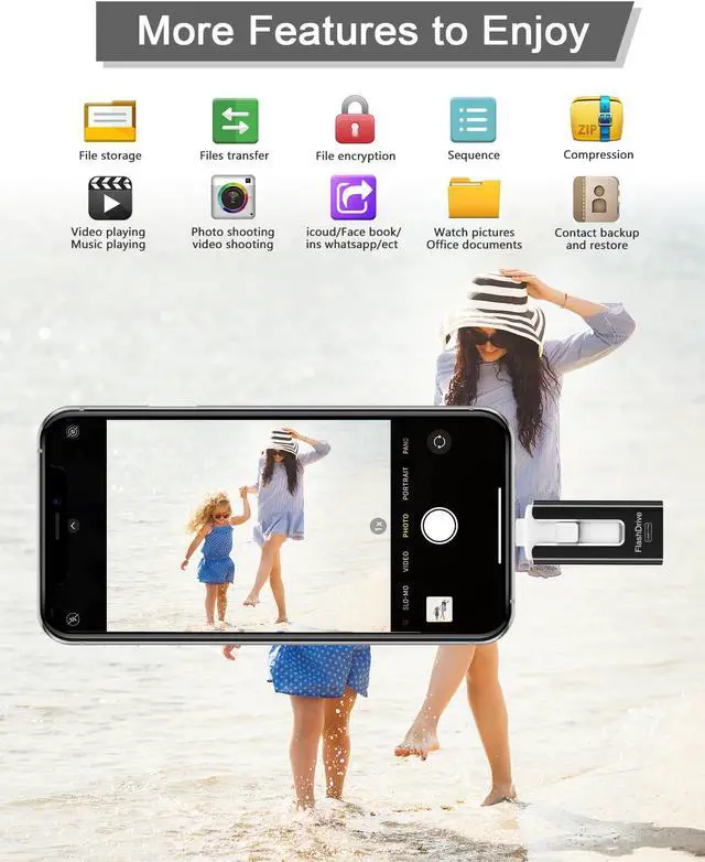 Alt view image 4 of 5 - USB Flash Drive 512GB, Photo Stick Memory External Data Storage Thumb Drive Compatible for Phone, Pad, Android, PC and More Devices (Black)