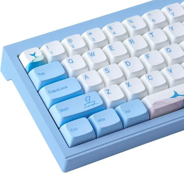 Main image of Hyekit PBT Melody of The Sea Keycaps - 137 Keys, Dye-Sublimation, Cute Design, XDA Profile for Cherry/Gateron MX Switches Mechanical Keyboards