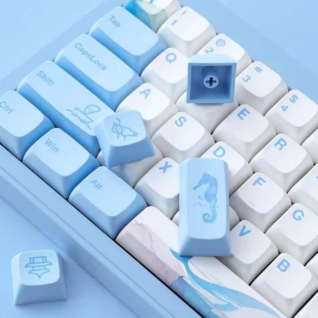 Alt view image 3 of 5 - Hyekit PBT Melody of The Sea Keycaps - 137 Keys, Dye-Sublimation, Cute Design, XDA Profile for Cherry/Gateron MX Switches Mechanical Keyboards