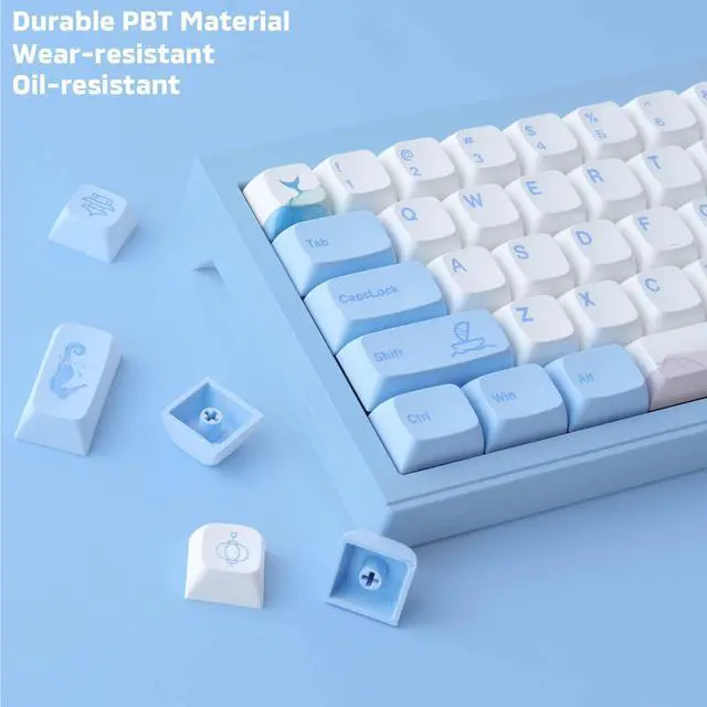 Alt view image 5 of 5 - Hyekit PBT Melody of The Sea Keycaps - 137 Keys, Dye-Sublimation, Cute Design, XDA Profile for Cherry/Gateron MX Switches Mechanical Keyboards