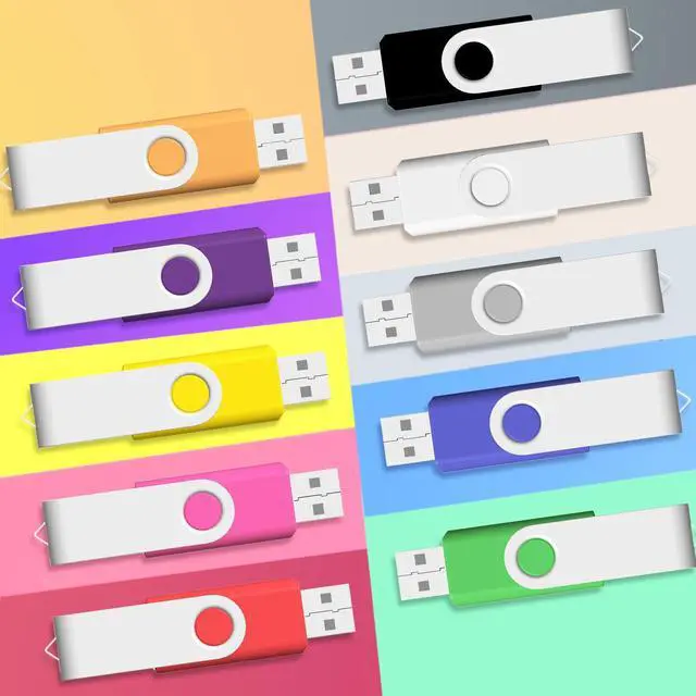 Alt view image 2 of 5 - 32GB Flash Drive Thumb Drives 10 Pack, JBOS USB Drive 32 GB USB2.0 Swivel Metal USB Memory Sticks, Multipack Jump Drives Colorfufl Pen Drives for Data Storage Backup