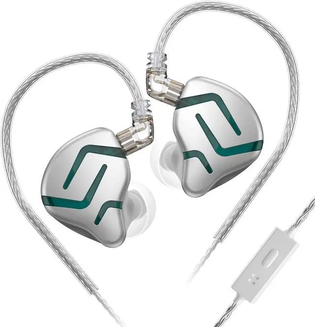 Main image of Kinboofi KZ ZES IEM, Noise Isolating in Ear Monitors Earphones, Stereo Wired Headphone with electrostatic Dynamic Hybrid Technology 3.5 mm for Gaming Musician (Silver, with Mic)