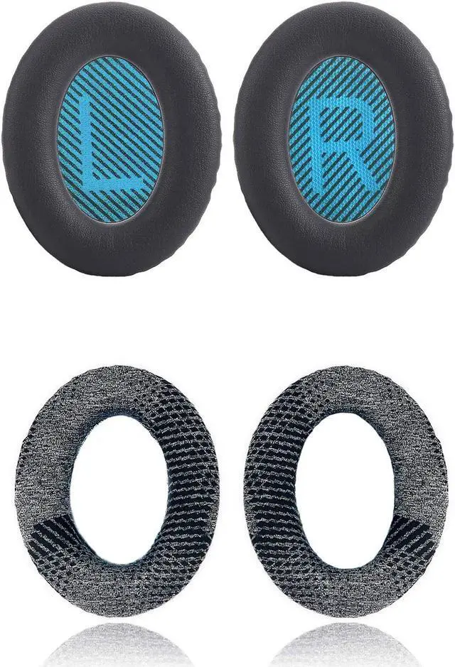 Main image of Krone Kalpasmos Premium Bose QC35 Headphones Ear Pads, Fits QuietComfort 35 ii / QC25 / QC2 / QC15 / Ae2 / Ae2i / Ae2w / SoundTrue & SoundLink(Over-Ear), Memory Foam Cushion  Black + Grey Fabric