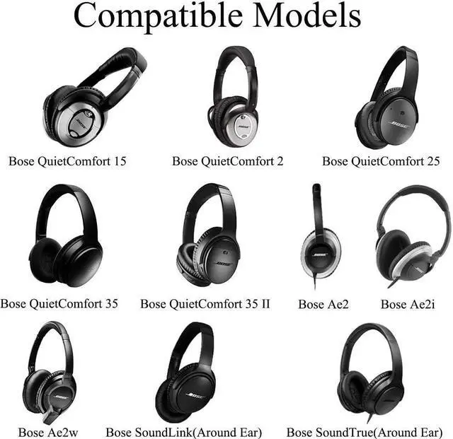 Alt view image 4 of 5 - Krone Kalpasmos Premium Bose QC35 Headphones Ear Pads, Fits QuietComfort 35 ii / QC25 / QC2 / QC15 / Ae2 / Ae2i / Ae2w / SoundTrue & SoundLink(Over-Ear), Memory Foam Cushion  Black + Grey Fabric