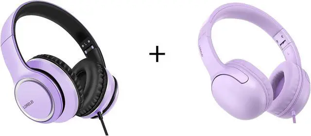 Main image of LORELEI E5 Wired On Ear Headphones (Purple) & X8 Wired Over Ear Headphones (Dark Purple)