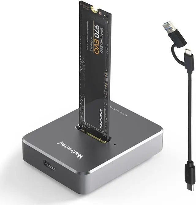 Main image of M.2 NVMe & SATA to USB C Docking Station, Aluminum Alloy M.2 SSD to USB A C Reader Adapter for 2280 2260 2242 2230 Enclosure, Fits Both M.2 (M Key, B+M Key) NVMe and SATA NGFF SSDs