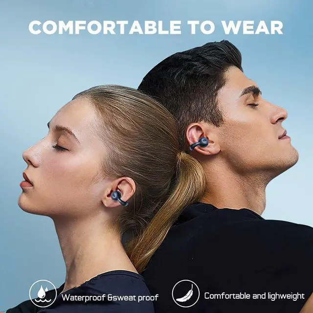 Alt view image 4 of 5 - Mosonnytee Open Ear Headphones Wireless Bluetooth Workout Earbuds Clip on Bluetooth earpiece for Cell Phone with Microphone 50H Long Battery Life Comfortable Wireless Earphones for Sports